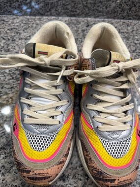 Gucci Multicolor Leather & Mesh Sneakers - Yellow Hot Pink Silver